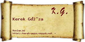 Kerek Géza névjegykártya
