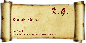 Kerek Géza névjegykártya